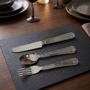 Meilleures ventes en provenance d'Inde, ensemble de couverts de luxe en acier inoxydable argenté, résistant au lave-vaisselle, cuillère, fourchette, couteau, ensemble de couverts pour hôtel, mariage - Product Image 4