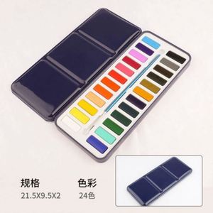 Ensemble de 12 couleurs de peinture à l'aquarelle solides pour toile, papier et verre avec boîte en métal et pinceau - Product Image 2