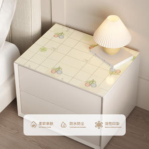 Yiqin Garden Bedside Table Cover <b>Square</b> Floral Print PVC Dustproof Modern Minimalist Style <b>Tablecloth</b> - Product Image 2