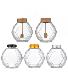 <span class=keywords><strong>Pot</strong></span> à miel en verre hexagonal vide avec couvercle, étiquette <span class=keywords><strong>personnalisée</strong></span>, 180 ml, 280 ml, 380 ml, pour miel, cornichons, <span class=keywords><strong>confiture</strong></span>, gelée - Product Image 2