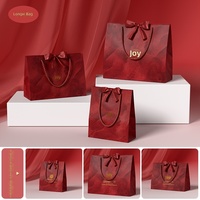 Élégante boîte à bonbons, sac cadeau avec poignée en corde, sac fourre-tout pour mariage, imprimé offset rouge, occasions célébratives, personnalisable