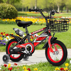 Bicicleta para Niños de 3+ Años, Niños y Niñas, Cuadro de Acero con Alto Contenido de Carbono, Canasta Delantera, Ruedas de 20 Pulgadas, Ruedas de Entrenamiento, 4 Ruedas, Pedal Ordinario - Product Image 1
