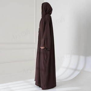 عباية نسائية مسلمة بتصميم مفتوح ومخصص، عباية طويلة بلون سادة وتصميم برباط، ملابس إسلامية نسائية محتشمة للنساء - Product Image 2