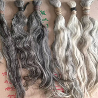 Vente en gros Fabricant Fournisseur Non Transformé Naturel Couleur Argent Brut Vierge Gris Perruques Cheveux Humains Queues de Cheval Paquets