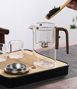 Tetera de vidrio de separación de té filtrante resistente al calor con asa y tapa 600ml 800ml juego de té de café - Product Image 5