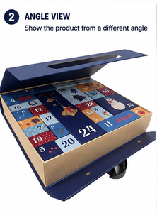 Custom Blue Advent Calendar <b>Box</b> with Handle Rigid Cardboard <b>Christmas</b> Blind <b>Box</b> Mystery Packaging for Luxury <b>Gift</b> Wholesale - Product Image 4