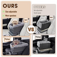 Siège auto pour petit chien avec console centrale et siège rehausseur, cadre métallique, double protection, ceintures de sécurité, lit pour animal de compagnie en boîte
