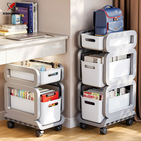 Xinhang support de stockage mobile pour livres support de stockage de chariot peu encombrant support de stockage de livres ménagers multicouche avec roues