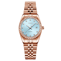 Jam Tangan Wanita Quartz YHMEI Baru dengan Tali Stainless Steel, Tahan Air, Dial Klasik, Fungsi Lampu Malam, untuk Kegunaan Sehari-hari