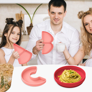 <span class=keywords><strong>Assiette</strong></span> à dîner en silicone à ventouses séparées, dessin animé personnalisé, durable, créative, transfrontalière, vaisselle pour enfants, bébé - Product Image 2