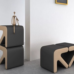 Modern Upholstered Stool Ottoman <b>Cushioned</b> Seat Floor <b>Bench</b> Custom Color for Living Room Bedroom Hotel - Product Image 4