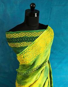 Vêtements ethniques de créateur indien Saree en lin imprimé bloc à la main de luxe pour la fête de mariage Vêtements indiens - Product Image 3