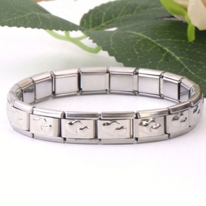 Hot Selling <b>Men's</b> Italian Charms Bracelet Elastic Stainless Steel Gold Plated Double Hearts Fashion <b>Bangles</b> - Product Image 2