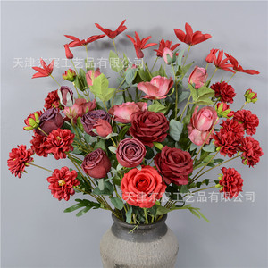 Arrangement floral artificiel rouge Dongchen Crafts pour mariage et décorations intérieures - Product Image 3
