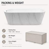 Baignoire ovale autoportante en surface solide à motif marbre brillant, portable, pour hôtels et usage domestique, épaisseur et taille personnalisables, vente en gros