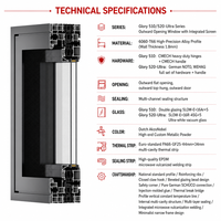 Ventana de Aluminio JOUGE con Cierre Multipunto, Sistema de Rotura de Puente Térmico Glory 120 de 44 mm, Funcionamiento Suave para Oficinas Modernas