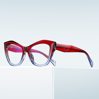 Monture de lunettes optiques Partagas œil de chat géométrique avec charnière à ressort et branches à clipser, anti-lumière bleue, pour femmes
