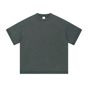 Camisetas de lavado ácido desgastadas para hombre, gráfico personalizado Vintage de gran tamaño, hombro caído, tejido sólido - Product Image 1