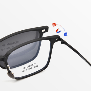 New Arrival Custom Logo Polarized Night Vision <strong>2</strong> 1 Full Rim Black <strong>Glasses</strong> High Quality Titanium Clip Sunglasses Men % UV - Product Image 5