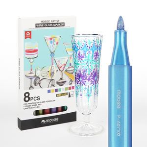 Juego de 8 marcadores de copa de <span class=keywords><strong>vino</strong></span> a base de agua no tóxicos para decoraciones de fiesta personalizadas y marcadores de cristal de diseño de dibujos - Product Image 1