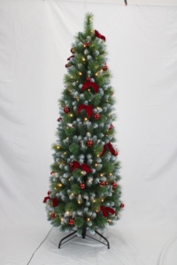 Nouvelle Conception Arbre de Noël de Luxe Slim de Haute Qualité, Modèle <span class=keywords><strong>Tiktok</strong></span> Mx, Rouge, avec Aiguilles de Pin et Effet Neige Blanche, pour le Nouvel An - Product Image 3
