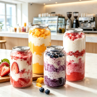 Nouvelles boîtes en plastique transparentes jetables avec logo personnalisé pour thé au lait, jus, gâteaux, smoothies, aliments pour animaux de compagnie, avec couvercles entièrement ouvrables
