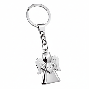 Portachiavi in Metallo Personalizzato con Logo, Piccolo Angelo con Cuoricino - Product Image 2