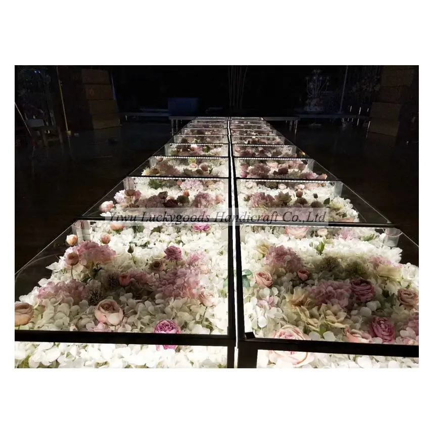 Wedding Floor Stage Decorative Glass LDJ968 Wholesale Elegant Romantic Decorative Flowers & Wreaths