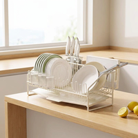Évier côté étroit cuisine étagère de rangement ensemble en acier au carbone de haute qualité antirouille bol assiette vaisselle ustensile couverts égouttoir organisateur
