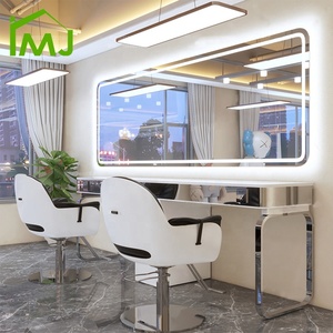 Salone di bellezza parrucchiere LED specchio makeup station 4 persona più grande specchio rotondo specchio tavolo - Product Image 4