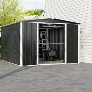 Grand <span class=keywords><strong>abri</strong></span> de <span class=keywords><strong>jardin</strong></span> extérieur en métal pour le stockage de vélos et d'outils facilement assemblés en bois traité sous pression naturel - Product Image 1