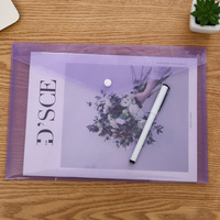 Multi couleurs 18C A4 plastique transparent transparent dossier de bureau conférence billet sac bouton sac snap type étudiant PP document sac