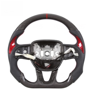 Volante in Fibra di Carbonio Personalizzato con Pelle Traforata e LED per <span class=keywords><strong>Dodge</strong></span> Charger Challenger SRT 2014-2019, Vendita Calda - Product Image 5