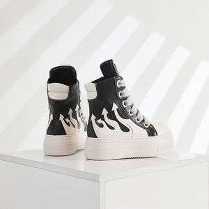 Yeni gelenler PU ayakkabıları lüks eğitmenler ayak bileği kadınlar <span class=keywords><strong>Sneakers</strong></span> yüksek üst platformu Streetwear daireler siyah Zip <span class=keywords><strong>Sneakers</strong></span> çizmeler - Product Image 5