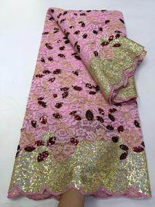 Tissu en dentelle française de haute qualité, maille brodée de sequins, pour robe de mariée, dentelle transparente, robe Ghana, tenue de soirée pour <span class=keywords><strong>femme</strong></span> - Product Image 1