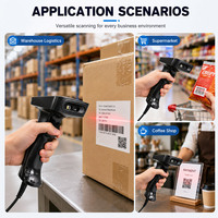 Escáner de Códigos QR 2D YUANAIDC, Lector de Códigos de Barras Inalámbrico Portátil, Pistola de Escaneo USB con Cable 1D para Inventario de Supermercados y Almacenes