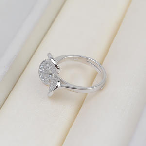 Accessoires DIY en argent S925, bague fermée pour femme avec perle à l'aspect naturel, semi-finie, support vide 175 et perles en vrac pour bijoux - Product Image 4