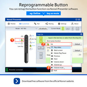 Norwii ตัวชี้เลเซอร์แบบพกพา N27พร้อมตัวเปลี่ยนสไลด์ Powerpoint แบบไร้สายโลโก้ตามสั่ง - Product Image 5