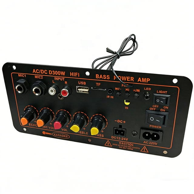 300W BT 5.0 Audio Amplifier Board D300 Dual Microphone Subwoofer Amplifier Module DC12V 24V 1CH HIFI Stereo Power AMP