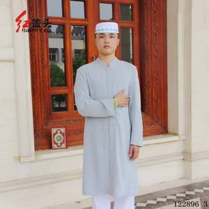 Abaya rétro à col montant en pur coton, antistatique et respirante, pour homme, vêtement de prière - Product Image 1