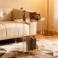 Table console demi-lune à 2 niveaux en acrylique transparent, table d'entrée en lucite pour salon, hall d'entrée, couloir