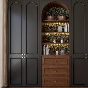 Factory-Customized French <b>Vintage</b>-Style Home Bedroom <b>Wardrobe</b> Set for Small Apartments Black Bedroom Furniture Bedroom Sets - Product Image 1