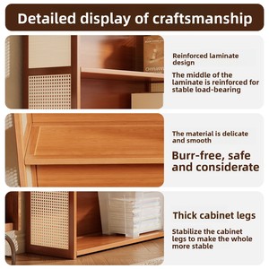 Estantería de pie para materiales en rollo con divisiones ajustables y diseño que se adapta a la pared para sala de estar, dormitorio u oficina - Librería sencilla - Product Image 4