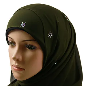 2022 Fashion Dubai Stone Plain Hijab Muslim Women Bubble Chiffon Crepe Scarf For Muslim