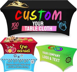 Housse de table publicitaire personnalisable en tissu Spandex de 6 pieds pour événements, mariages et anniversaires - Product Image 1