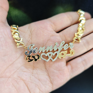 Qiuhan XOXOチェーンステンレスネックレス65mmイヤリング18K 2色メッキ女性カスタムネームジュエリーセット - Product Image 4