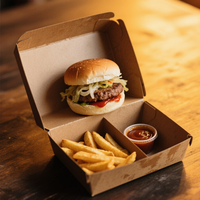 Cajas de Papel Corrugado Biodegradables y Ecológicas para Hamburguesas y Papas Fritas, Personalizadas al por Mayor
