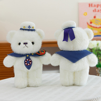 Perro de Peluche Náutico Súper Suave con Gorra y Collar de Marinero, Relleno de Algodón PP, Lavable, para Aliviar el Estrés y Decoración de Escritorio