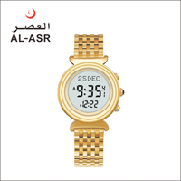 Montre numérique musulmane Al Asr avec alarme Adhan, résistante à l'eau, chronomètre sportif, 50 mm, acier inoxydable, montre de prière pour couple