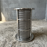 Panier filtrant à fils coniques en acier inoxydable brossé, ouverture de fente 0,5-3 mm, renforcé à 8 anneaux, pour la filtration de liquides chimiques et minières